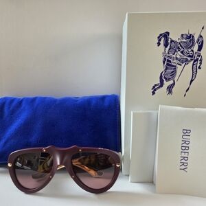 Burberry Burgundy Shield Sunglasses BE4433U Full Set Brand New